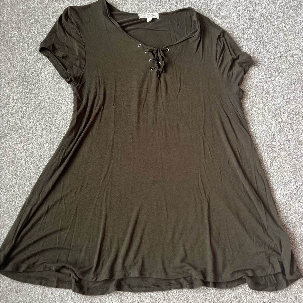 Pink Rose Army Green top Size XL